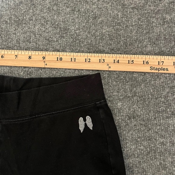 Victoria's Secret Black Lounge Pants Flare Leggings Bootcut Flocked Wings Large - Picture 4 of 10